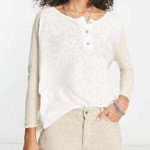 Free People Grand Slam color block henley top in white